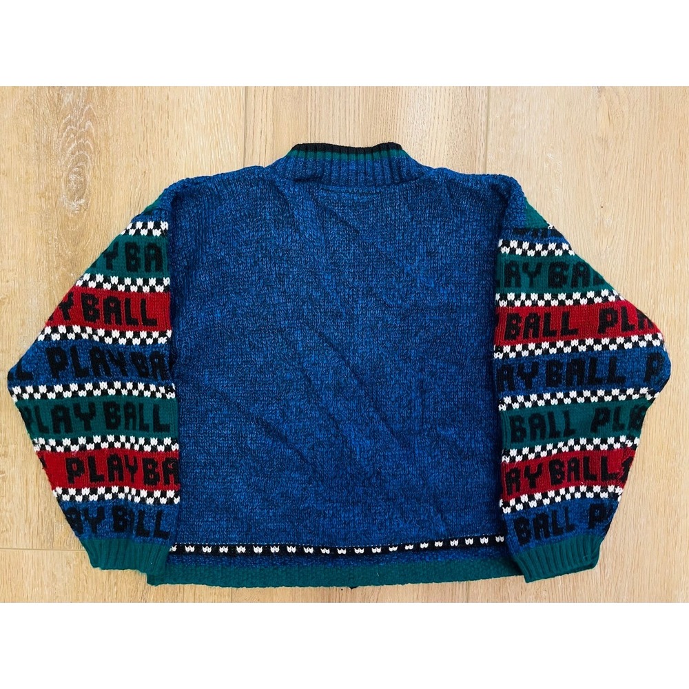 Vintage 90's Hot Cashews Baseball Theme Youth Long Sleeve Button Up Sweater - Picture 5 of 7